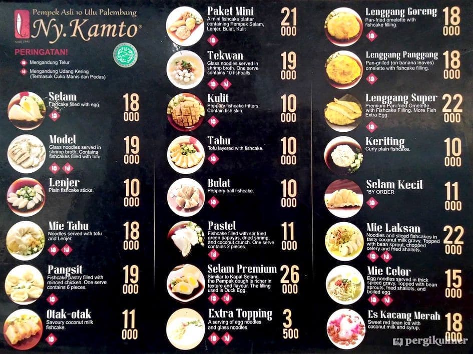 Menu Pempek Ny Kamto Jogja